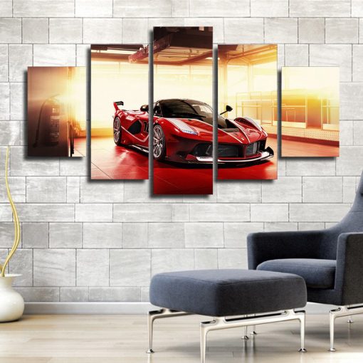 22839-NF Ferrari Red Luxury Sports Car - 5 Panel Canvas Art Wall Decor