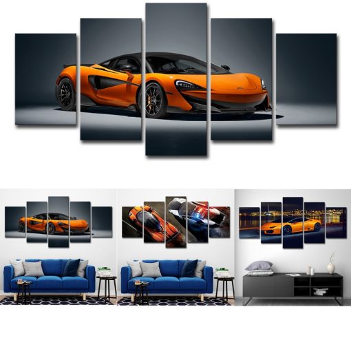 23188-NF Lamborghini Orange Super Car - 5 Panel Canvas Art Wall Decor
