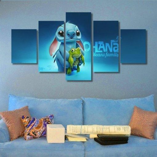 22791-NF Lilo And Stitch Blue Poster Disney - 5 Panel Canvas Art Wall Decor