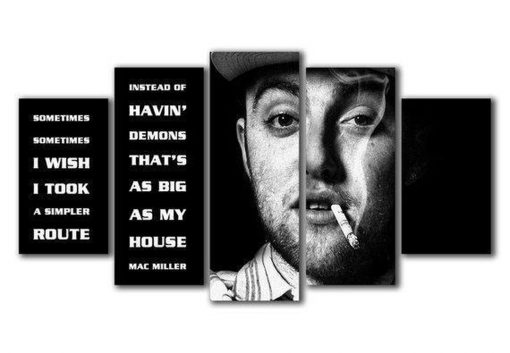 23082-NF Mac Miller Black Quote Celebrity - 5 Panel Canvas Art Wall Decor