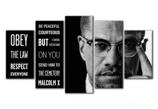 23123-NF Malcolm X Quotes Celebrity - 5 Panel Canvas Art Wall Decor