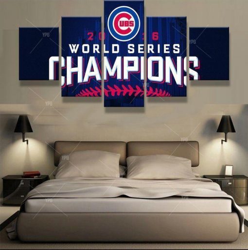 23136-NF Chicago Cubs Baseball Champion Sport - 5 Panel Canvas Art Wall Decor