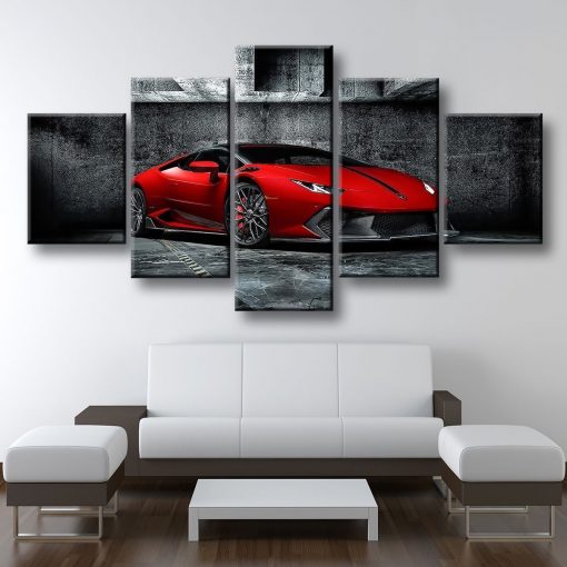 23102-NF Red Lamborghini Car - 5 Panel Canvas Art Wall Decor