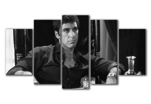 23079-NF Scarface Tony Montana Character 1 Celebrity - 5 Panel Canvas Art Wall Decor