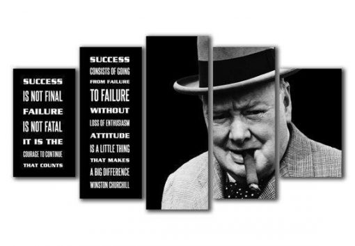 23134-NF Winston Churchill Quotes Celebrity - 5 Panel Canvas Art Wall Decor