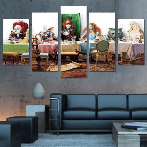 23046-NF Alice In Wonderland 6 Disney - 5 Panel Canvas Art Wall Decor