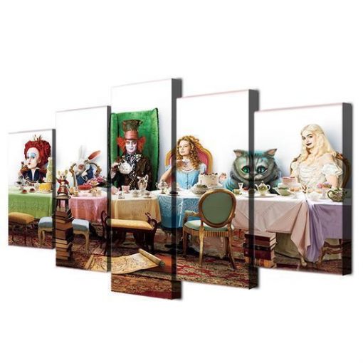 23046-NF Alice In Wonderland 6 Disney - 5 Panel Canvas Art Wall Decor