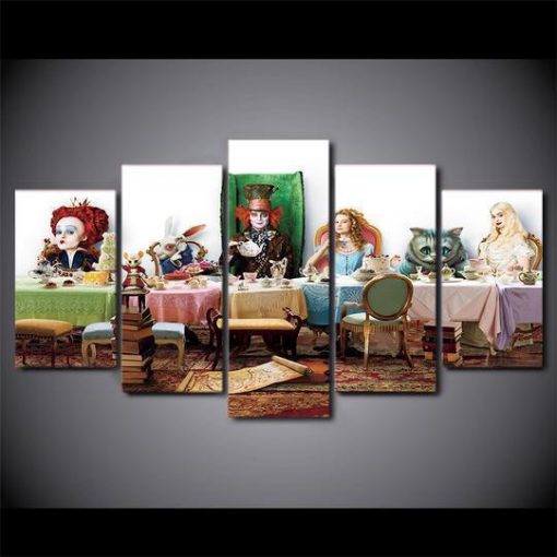 23046-NF Alice In Wonderland 6 Disney - 5 Panel Canvas Art Wall Decor