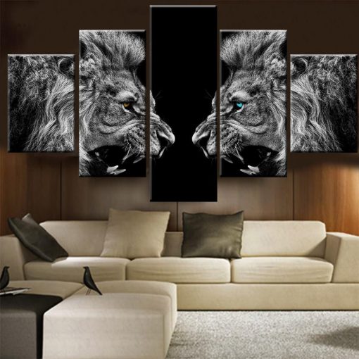 22780-NF Animal Lion Animal - 5 Panel Canvas Art Wall Decor