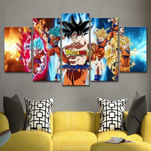 22779-NF Anime Dragon Ball Goku Anime - 5 Panel Canvas Art Wall Decor