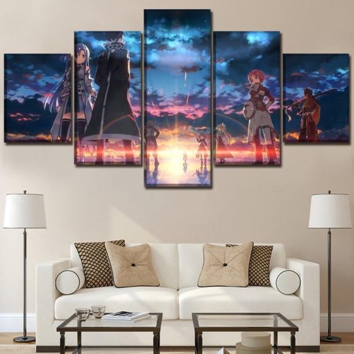 23277-NF Sword Art Online II Main Characters 1 Anime - 5 Panel Canvas Art Wall Decor