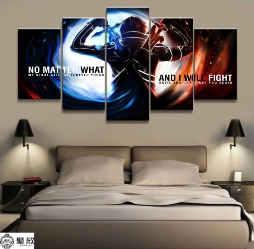 22899-NF Sword Art Online Kirito 3 Anime - 5 Panel Canvas Art Wall Decor