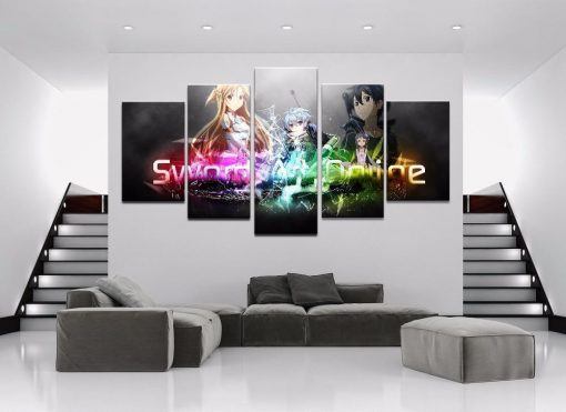 23278-NF Sword Art Online Main Characters 2 Anime - 5 Panel Canvas Art Wall Decor