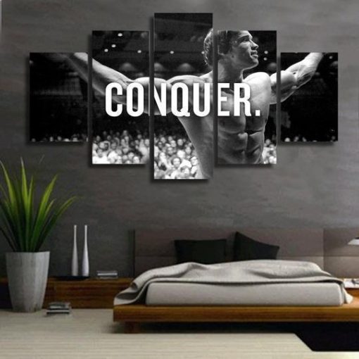 22270-NF Arnold Schwarzenegger Conquer Celebrity - 5 Panel Canvas Art Wall Decor