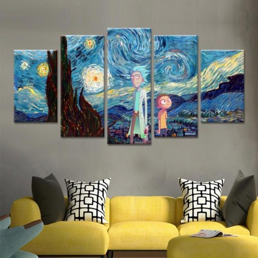 23048-NF Art Rick And Morty Cartoon - 5 Panel Canvas Art Wall Decor