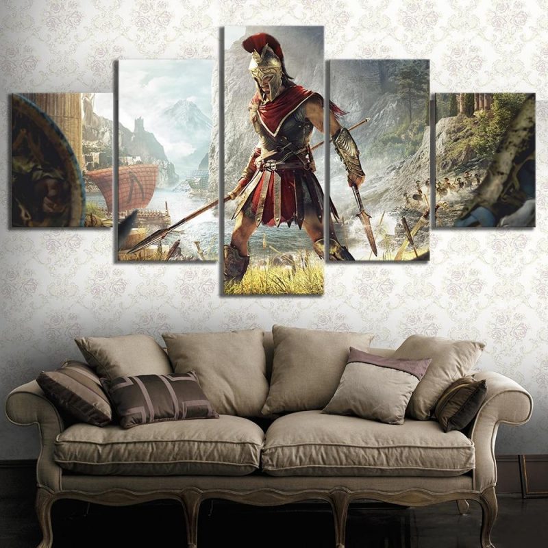 Assassins Creed Odyssey Poster Gaming 5 Panel Canvas Art Wall Decor Canvas Storm 8841