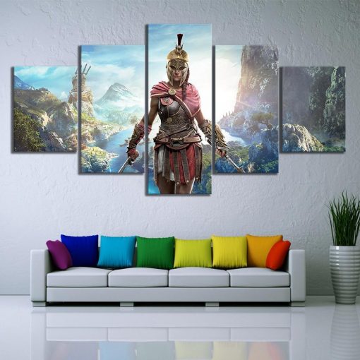 23043-NF Assassin’s Creed Odyssey Woman Character Gaming - 5 Panel Canvas Art Wall Decor