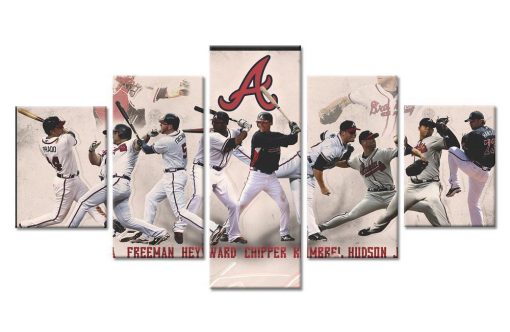 23044-NF Atlanta Braves Players Baseball - 5 Panel Canvas Art Wall Decor