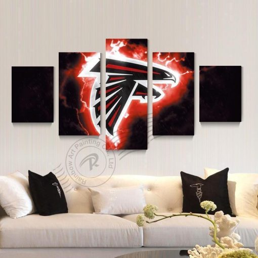 22774-NF Atlanta Falcons Flame Logo 2 Football - 5 Panel Canvas Art Wall Decor