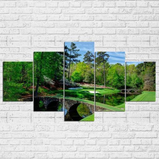 22210-NF Augusta Masters Golf Golfing Course Hole Water Nature - 5 Panel Canvas Art Wall Decor