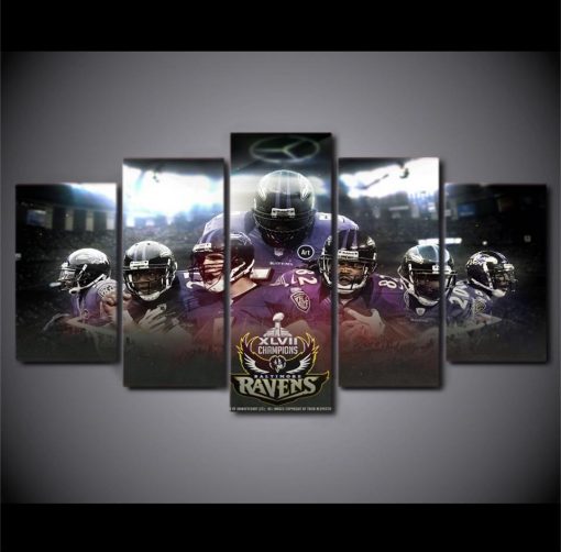 22611-NF Baltimore Ravens Champion Poster Football - 5 Panel Canvas Art Wall Decor