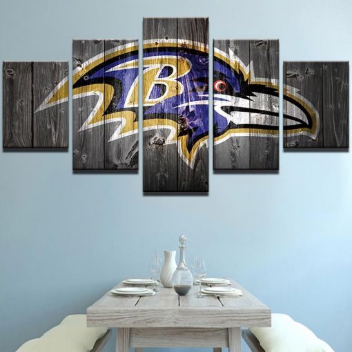 22610-NF Baltimore Ravens Logo Football - 5 Panel Canvas Art Wall Decor