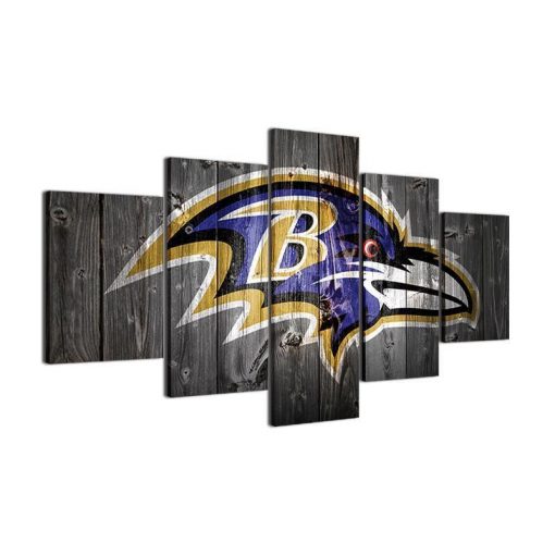 22610-NF Baltimore Ravens Logo Football - 5 Panel Canvas Art Wall Decor