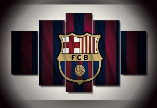 22609-NF Barcelona Logo Soccer - 5 Panel Canvas Art Wall Decor