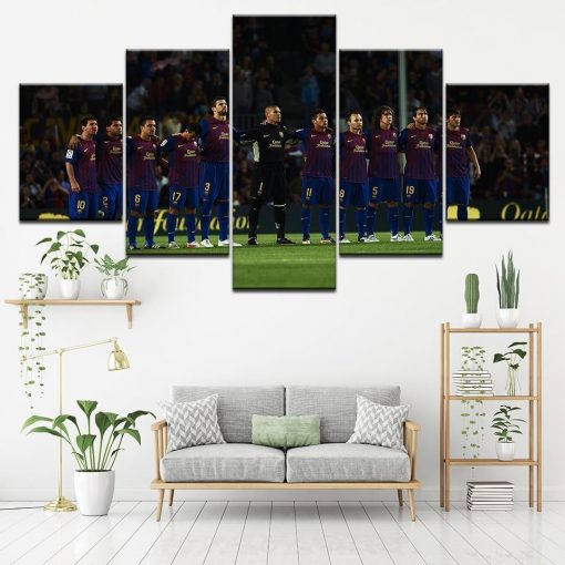23035-NF Barcelona Soccer Team - 5 Panel Canvas Art Wall Decor