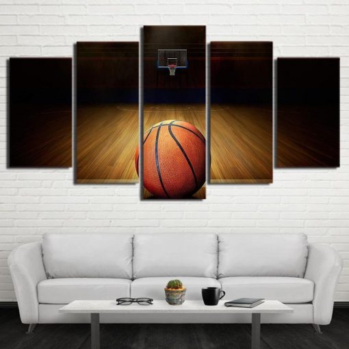 23037-NF Basketball Court Sport - 5 Panel Canvas Art Wall Decor
