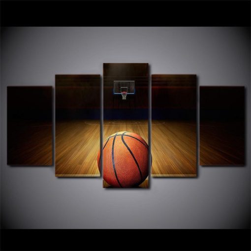23037-NF Basketball Court Sport - 5 Panel Canvas Art Wall Decor