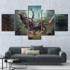 23584-NF Battle For Azeroth: Sylvanas vs Anduin World of Warcraft Gaming - 5 Panel Canvas Art Wall Decor