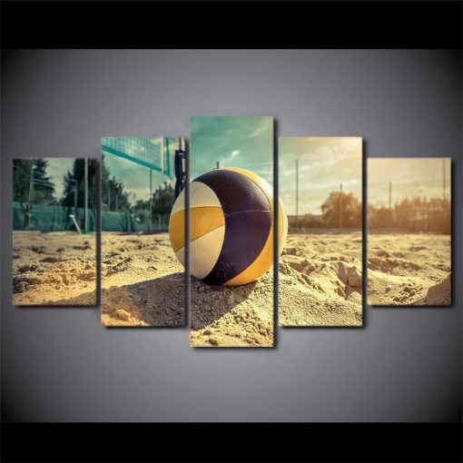 22770-NF Beach Volleyball Sport - 5 Panel Canvas Art Wall Decor