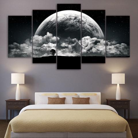 23572-NF Black And White Earth Nature - 5 Panel Canvas Art Wall Decor