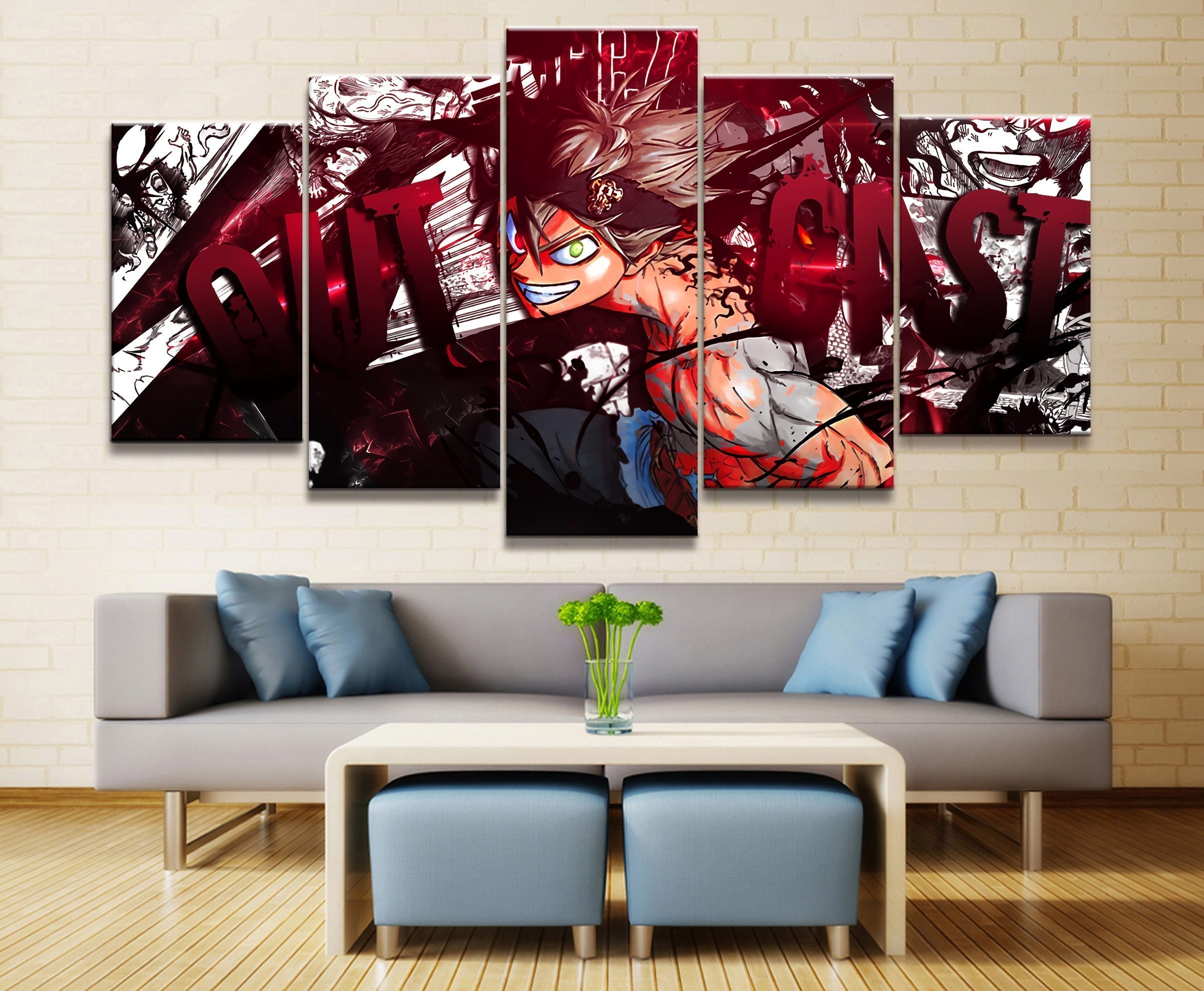 Black Clover 12 Anime 5 Panel Canvas Art Wall Decor Canvas Storm 