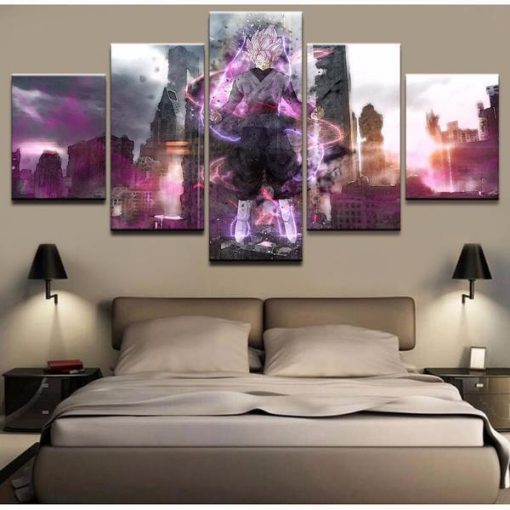 23021-NF Black Goku Dragon Ball Animation Anime - 5 Panel Canvas Art Wall Decor