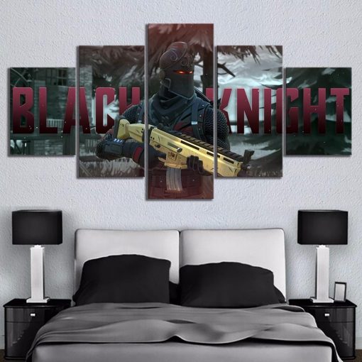 22419-NF Black Knight Fortnite Gaming - 5 Panel Canvas Art Wall Decor