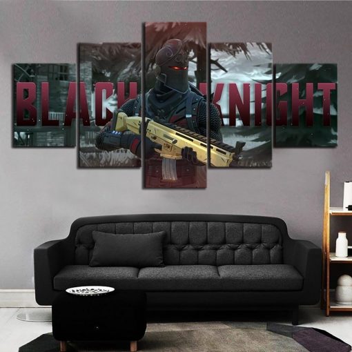 22419-NF Black Knight Fortnite Gaming - 5 Panel Canvas Art Wall Decor