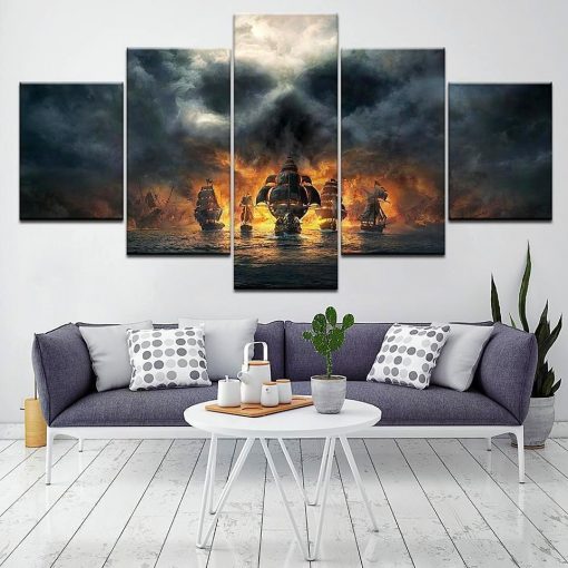 23561-NF Black Pearl Of Pirates Of The Caribbean Disney - 5 Panel Canvas Art Wall Decor