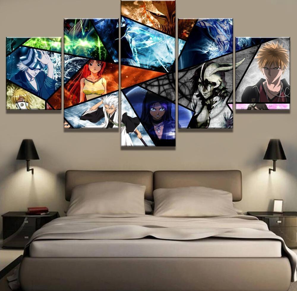 Bleach Characters Poster 3 Anime – 5 Panel Canvas Art Wall Decor