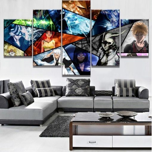 23560-NF Bleach Characters Poster 3 Anime - 5 Panel Canvas Art Wall Decor