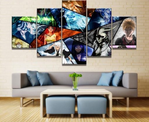 23560-NF Bleach Characters Poster 3 Anime - 5 Panel Canvas Art Wall Decor