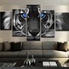 22252-NF Blue Eyed Tiger Animal - 5 Panel Canvas Art Wall Decor