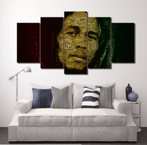 22767-NF Bob Marley Music And Celebrity - 5 Panel Canvas Art Wall Decor