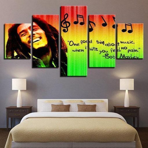 22398-NF Bob Marley Music - 5 Panel Canvas Art Wall Decor