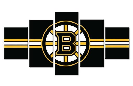 23033-NF Boston Bruins Boys Logo 2 Ice Hockey - 5 Panel Canvas Art Wall Decor