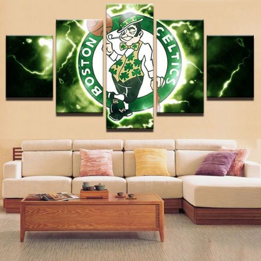 22522-NF Boston Celtics NBA Basketball - 5 Panel Canvas Art Wall Decor