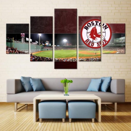 22307-NF Boston Red Sox Stadium Baseball - 5 Panel Canvas Art Wall Decor