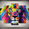23570-NF Brilliant Lion Abstract And Animal - 5 Panel Canvas Art Wall Decor