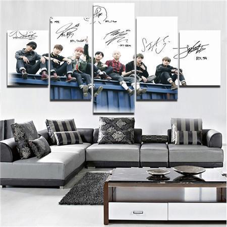 23558-NF BTS Band 9 Celebrity - 5 Panel Canvas Art Wall Decor